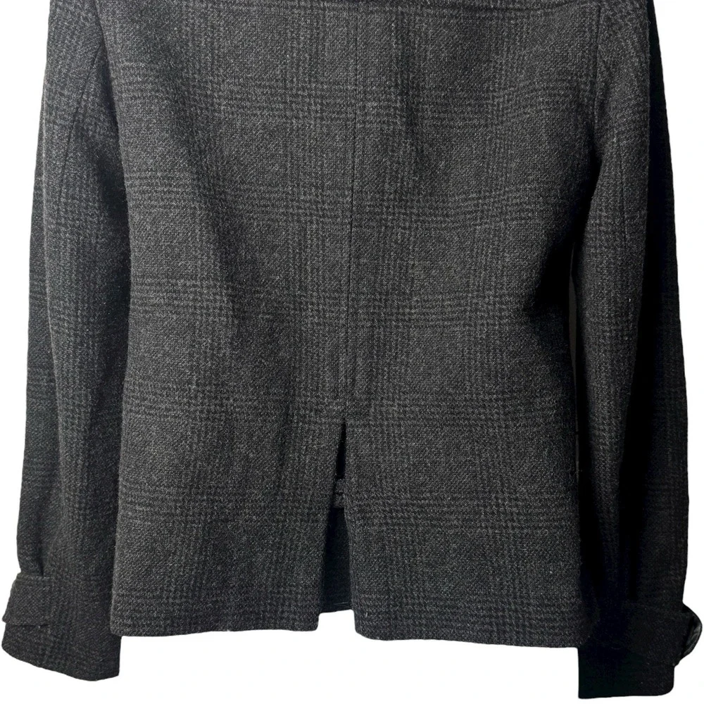 J Crew Sasha Peacoat Gray Plaid Wool Blend Capsule Cozy Academia Career Chic 0 - Picture 8 of 11